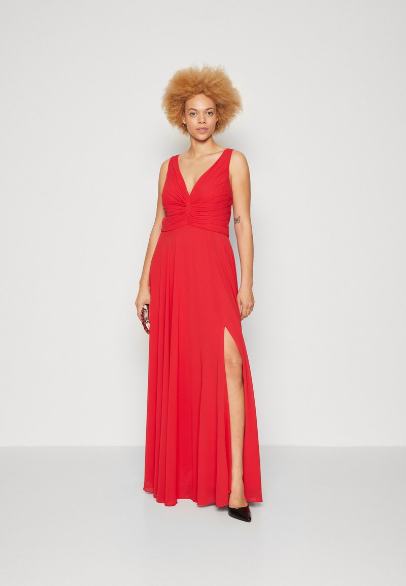 strapless open back dress Mascara MC12314 - Red Satin Corset Prom Dress main image 0
