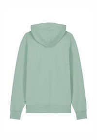 Mintgroene hoodie met een kangoeroezak, een trekkoordcapuchon, ribgebreide manchetten en zoom. Gemaakt van zacht, glad materiaal met een relaxte pasvorm.