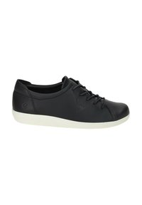 Sneaker in pelle nera con punta rotonda, dettagli testurizzati e suola in gomma bianca. Presenta chiusura con lacci e dettagli con logo.