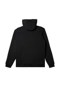 Felpa nera con un tessuto morbido e testurizzato. Presenta una tasca a marsupio e un cappuccio con cordino. I polsini e l'orlo sono elasticizzati. Design semplice.