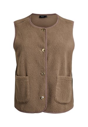 Zizzi, TEDDY-WESTE MIT KNÖPFEN UND TASCHEN - Γιλέκο - braun