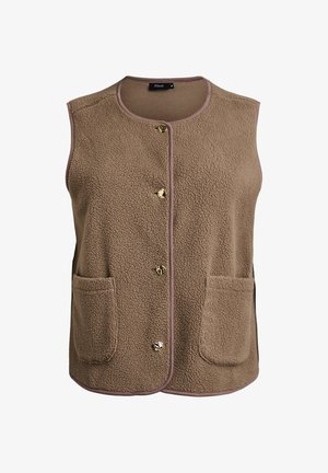 Zizzi, TEDDY-WESTE MIT KNÖPFEN UND TASCHEN - Weste - braun