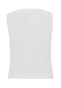 White sleeveless top featuring a textured floral pattern, soft fabric, and a straight hemline. Back design mirrors front without detailing.