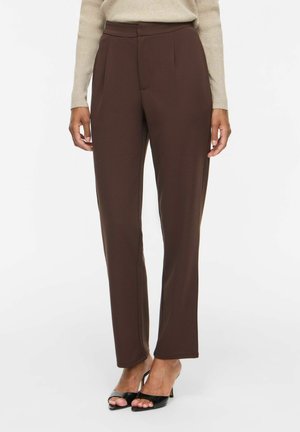 VILA, SLIM-FIT TROUSERS VICLARA HIGH WAIST - Pantalon classique - coffee bean