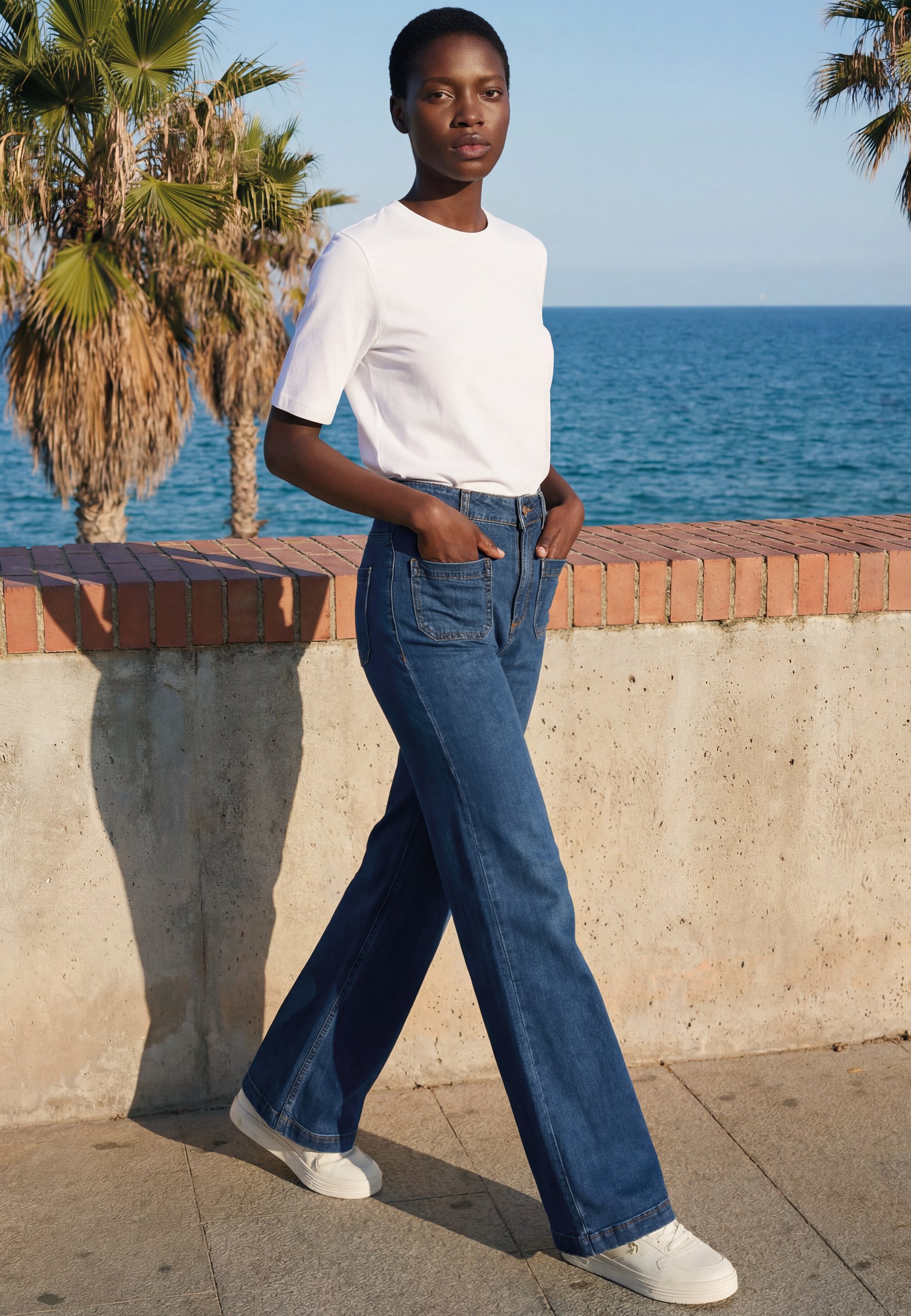 Urban Classics VINTAGE - Flared jeans - deepblue washed/blå