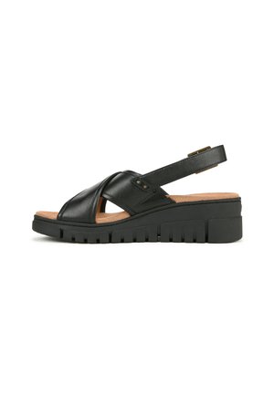 Sandalen met plateauzool - black leather