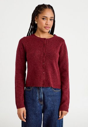 GEKNÖPFT MIT LANGEN ÄRMELN - Vest - rouge foncé