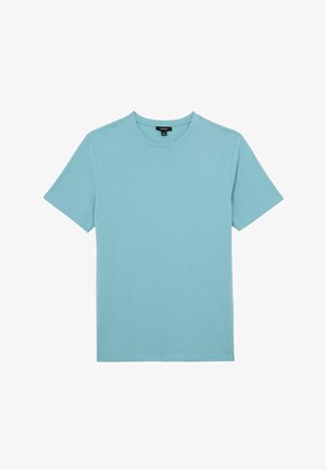 Svetlomodré tričko s krátkym rukávom a okrúhlym výstrihom, jednofarebné, zobrazené na bielom pozadí.