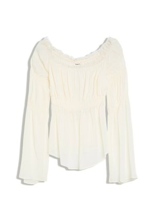 Bershka, LONG SLEEVE BARDOT NECKLINE TOP - Blouse - cream