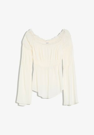 Bershka, LONG SLEEVE BARDOT NECKLINE TOP - Blouse - cream