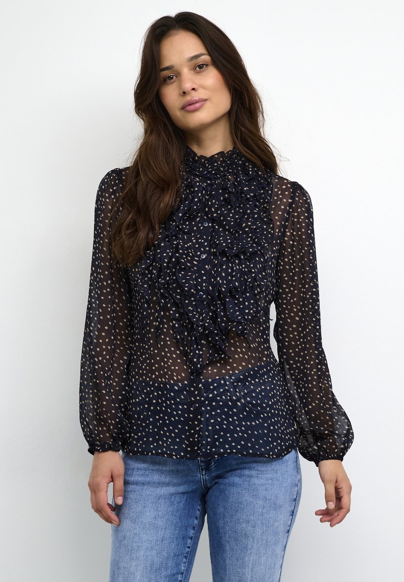 Saint Tropez LILJASZ CRINKLE LS - Bluza z gumbi - night sky dot