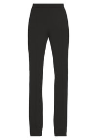 Svart slim-fit byxor med hög midja och sömdetalj som löper längs framsidan av varje ben, visade på en vit bakgrund.