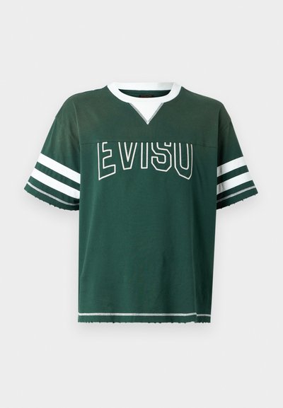 Evisu FRONT AND BACK PANELING AND CONTRAST STITCH - Triko s potiskem - green