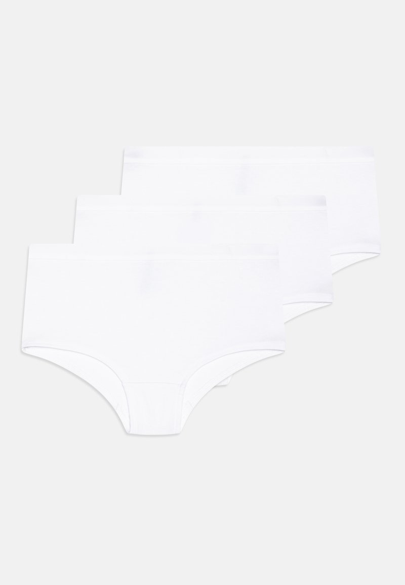 Three pairs of white cotton briefs with a seamless design and elastic waistband, featuring smooth texture and no visible patterns.