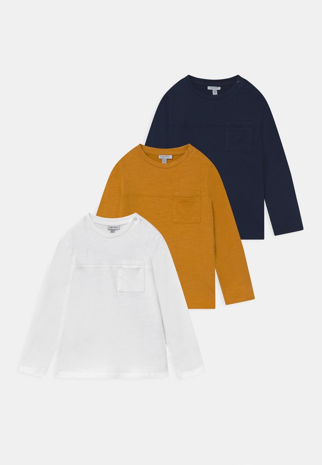 3 PACK - T-shirt imprimé - navy peony/snow white/cyber yellow