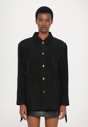 ESTEE FRINGE JACKET - Leather jacket - black