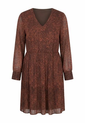 Studio Untold, KLEID, BEQUEMER SHAPE, CROCO-PRINT, PLISSEEROCK - Vapaa-ajan mekko - brown