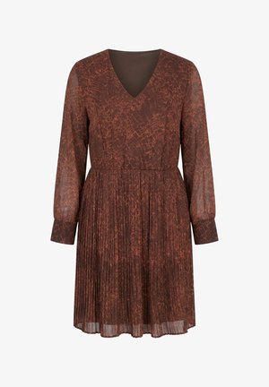 Studio Untold, KLEID, BEQUEMER SHAPE, CROCO-PRINT, PLISSEEROCK - Hverdagskjole - brown