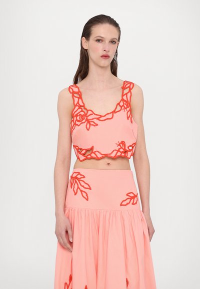 Cinq à Sept TRAILING PEONIES TILDA - Falda acampanada - pink poppy/coral orange