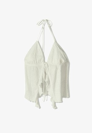 RUFFLED STRAPPY HALTER  - Débardeur - beige
