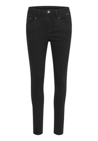 Svarta denimjeans med slim fit, med femficksdesign, dragkedja fram och knappstängning. Slät textur och minimal hårdvara.