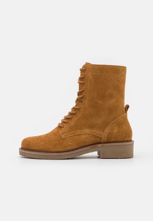 LEATHER  - Botins de atacadores - cognac