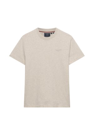 Superdry & Co, SUPERDRY ESSENTIAL SERIF LOGO EMBROIDERED T-SHIRT.. - T-Shirt basic - straw grey marl grey