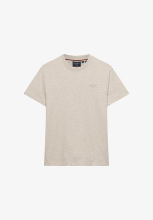 Superdry & Co, SUPERDRY ESSENTIAL SERIF LOGO EMBROIDERED T-SHIRT.. - Camiseta básica - straw grey marl grey