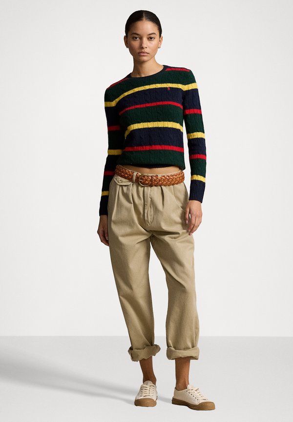 STRIPED CABLE-KNIT WOOL-CASHMERE SWEATER - Jumper2