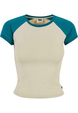 Urban Classics, STRETCH SHORT RETRO BASEBALL TEE - T-shirt print - softseagrass watergreen
