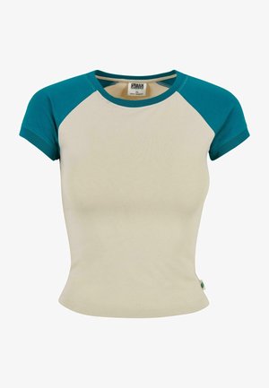Urban Classics, STRETCH SHORT RETRO BASEBALL TEE - Trükipildiga T-särk - softseagrass watergreen