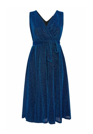 Yours Clothing WRAP SKATER - Vestido de cóctel - blue