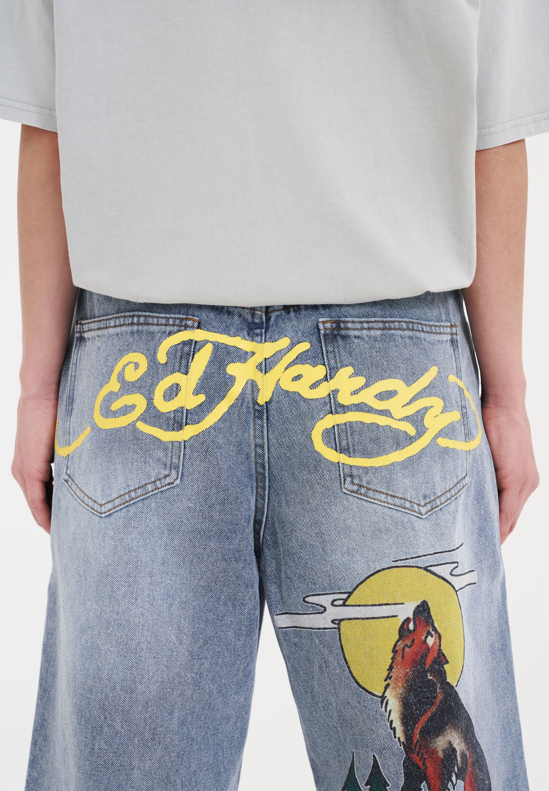 Ed Hardy BORN WILD - Denim shorts - bleach/bleached denim - Zalando.ie