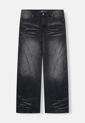 FAVELA CUTLINE LEG BLACK WASHED - Jean boyfriend - black washed