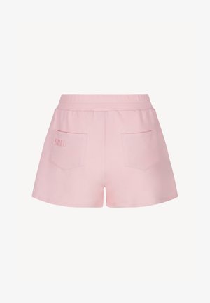 Lichtroze dames short met elastische tailleband, twee achterzakken en subtiele "BILUU" tekst op de linker zak.