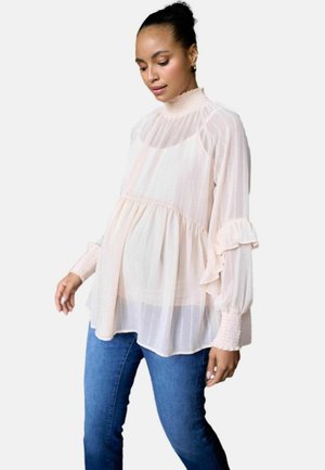 REGULAR FIT - MATERNITY RUFFLE - Blouse - white light apricot