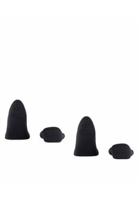 Tappetini in gel di silicone nero di varie dimensioni, presentano una superficie liscia, forme appuntite e arrotondate, con sottili motivi a griglia sulle superfici piatte.