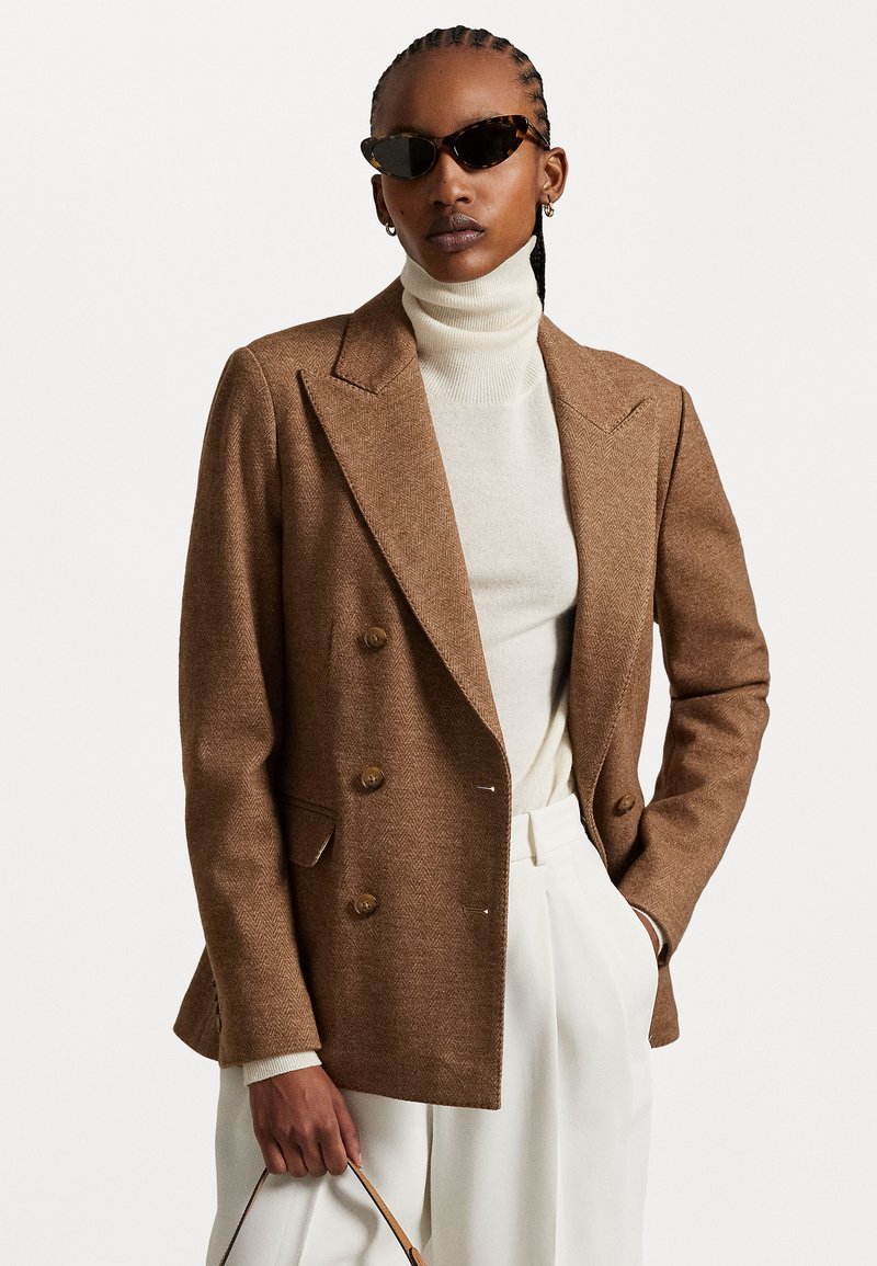 Polo Ralph Lauren DOUBLE BREASTED HERRINGBONE BLAZER - Bleiseri - tan