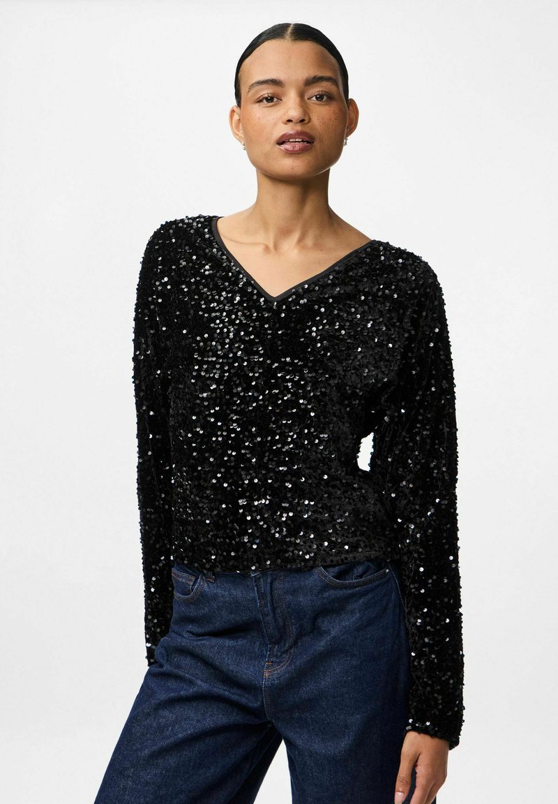 Pieces MIT LANGEN ÄRMELN PCKAM - Bluza - black