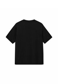 T-shirt nera a maniche corte realizzata in cotone, con vestibilità regolare, scollatura rotonda e design semplice senza loghi o motivi visibili.