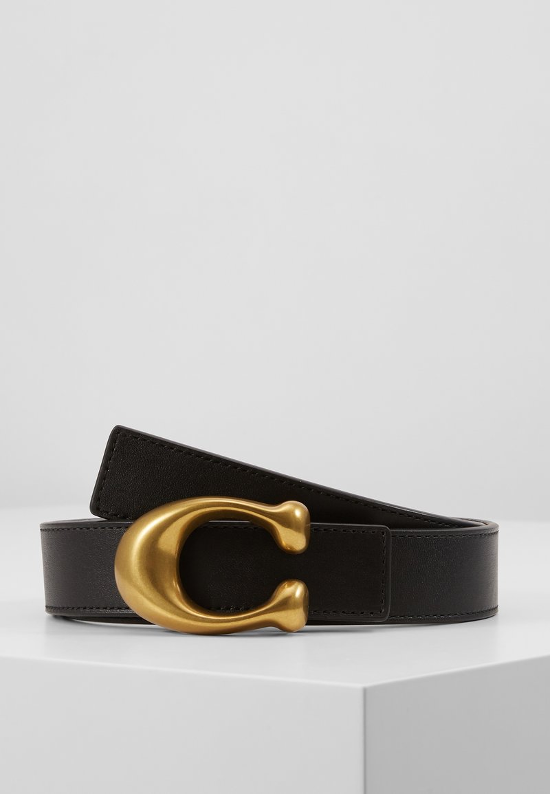 COACH SCULPTED REVERSIBLE BELT - Ζώνη - black/saddle