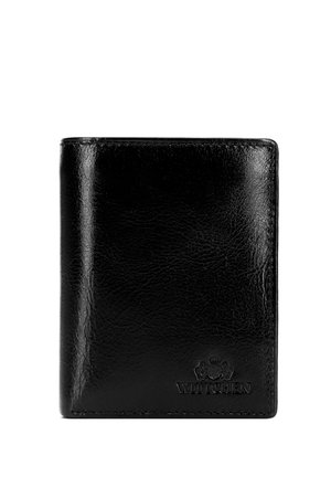 Černá kožená dvoustranná peněženka s vyraženým logem "WITTCHEN" a znakem v pravém dolním rohu, na bílém pozadí.