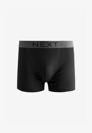 Mustad puuvillased bokserpüksid musta värvi, hall elastne vöökoht, millel on silmatorkavalt mustade tähtedega sõna "NEXT".
