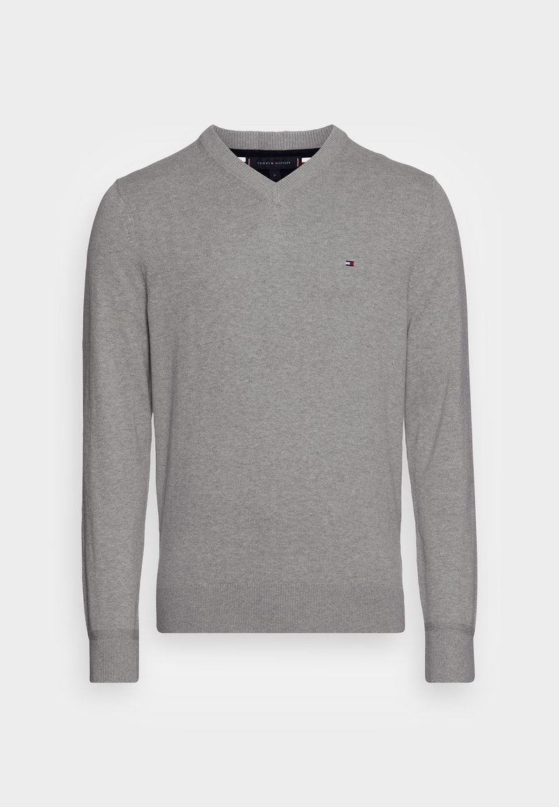 Tommy Hilfiger PIMA V NECK - Pulover - light grey heather
