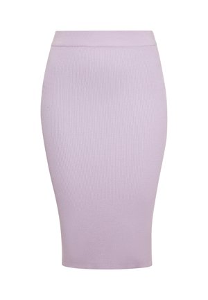 Fustă tip creion tricotată în nuanță de lavandă, cu o siluetă ajustată și talie elastică, concepută pentru un aspect elegant și confortabil.
