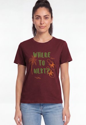 watapparel, WHERE TO NEXT - Print T-shirt - burgundy