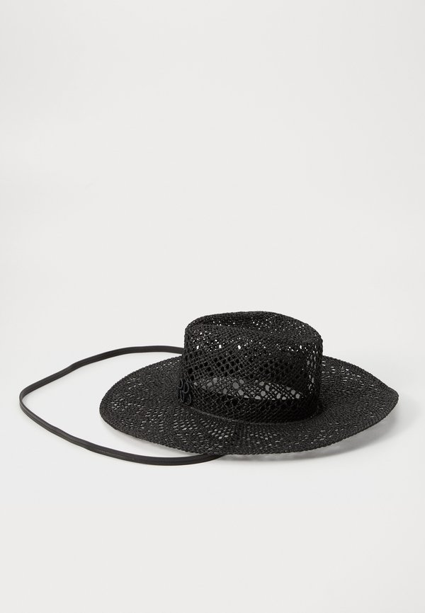 MONOGRAM EMBELLISHED NECK TIE & CHIN STRAP FEDORA HAT - Hat3