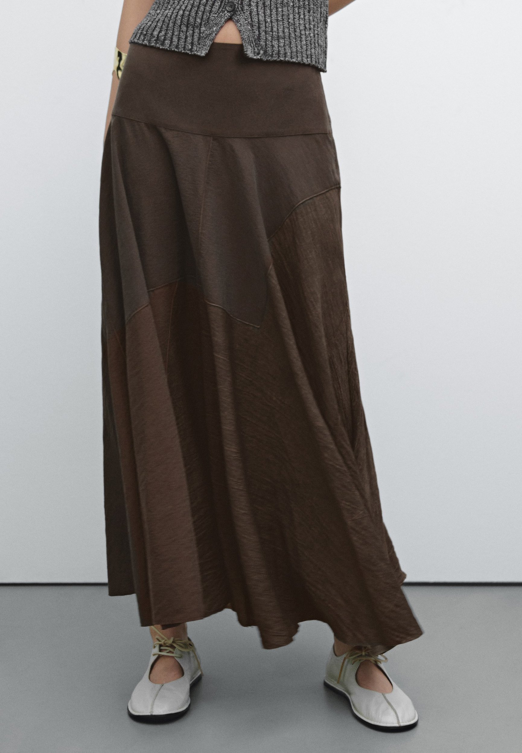 Massimo Dutti FLOUNCE WITH YOKE DETAIL - Maxi skirt