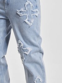 Karl Kani OG DISTRESSED CROSS GY FIVE POCKET DENIM - Jeans straight leg - light blue