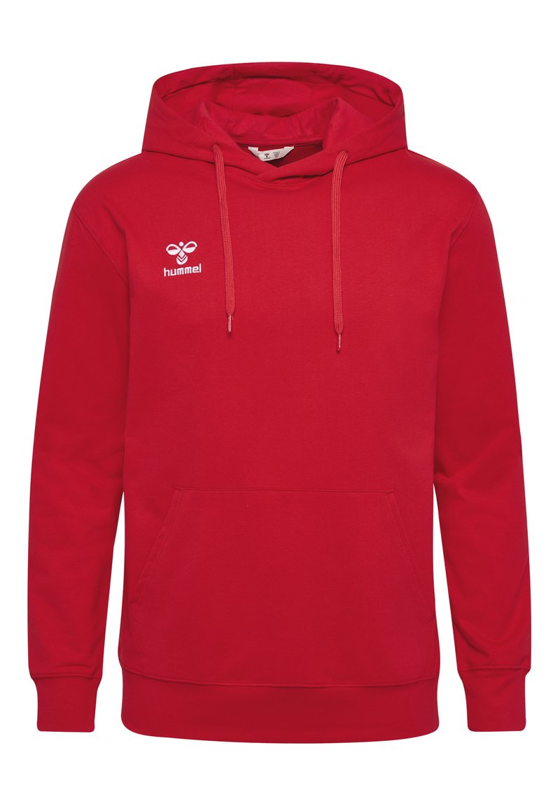 Felpa rossa con cappuccio a marsupio, cappuccio con cordino e logo bianco sul petto. Realizzata in tessuto morbido, con polsini e orlo a costine.